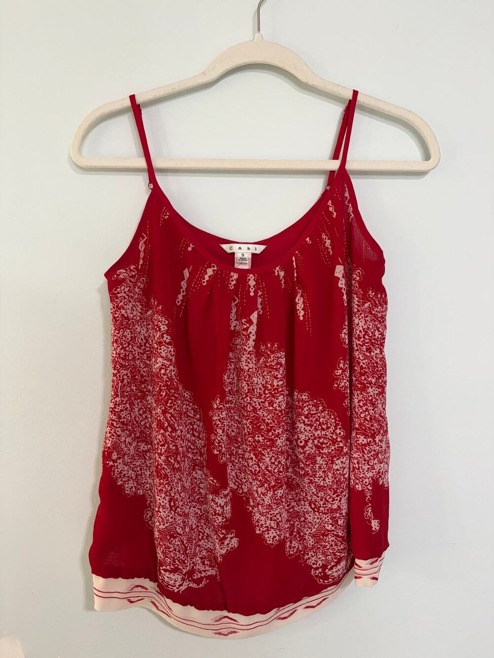 CAbi Heart of Township Cami Red White Print Tank Top Size Small Style 162